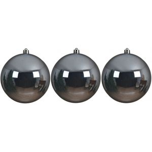 3x Grote lichtblauwe kerstballen van 14 cm glans van kunststof - Kerstbal