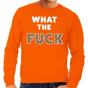 What the Fuck tijgerpint tekst sweater oranje voor heren - Feesttruien