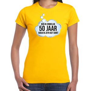 Verjaardag cadeau t-shirt voor dames - 50 jaar/Sarah - geel - kut shirt - Feestshirts