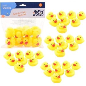40x Happy World badeendjes geel 6 cm - Badspeelgoed