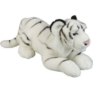 Grote pluche witte tijger knuffel 50 cm - Tijgers wilde dieren knuffels - Speelgoed voor kinderen
