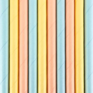 Drinkrietjes - papier - 20x - multi kleuren pastel - 19,5 cm - rietjes - Drinkrietjes