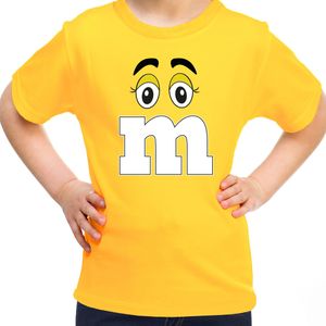 Verkleed t-shirt M voor kinderen - geel - meisje - carnaval/themafeest kostuum - Feestshirts