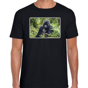 Dieren t-shirt met gorilla apen foto zwart voor heren - T-shirts