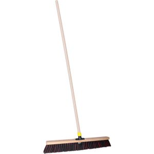 Straatbezem ODIN voor harde ondergrond - Harde bezemkop van 60 cm breed - Houten steel van 129 cm - Bezem