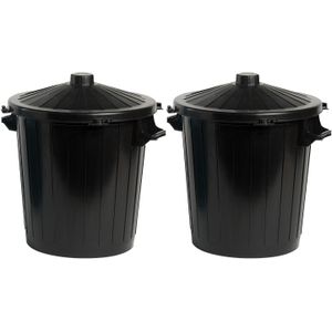 Zone Denmark Ume Wasmand met Deksel - 60 liter - Zwart - Kunststof - Ronde Wasmand met Hengsel - Wasbox of Opbergmand : VE2