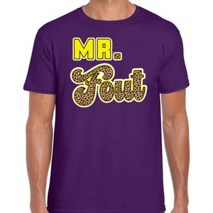 Verkleed t-shirt voor heren - Mr. Fout met giraffe print - paars/geel - carnaval - Feestshirts