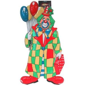 Clown carnaval decoratie met ballonnen 60 cm - Feestdecoratieborden