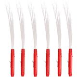 Set van 6x stuks fiber sprieten stick met rood LED licht - Discolampen