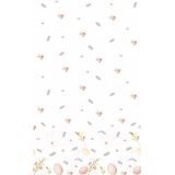 Pasen tafelkleed/tafellaken wit/roze print 138 x 220 cm met 20x bijpassende servetten pakket - Feesttafelkleden