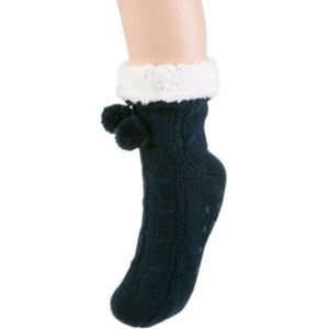 Donkerblauwe huissokken/slofsokken voor unisex one size 36/41 - Verwarmde sokken