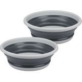 Afwasteil/wasmand emmer opvouwbaar - 2x - kunststof - 8 L - D37 x H13 cm- huishoud/camping