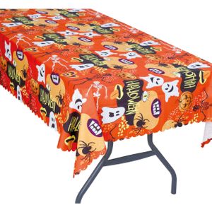 Halloween/horror thema feest tafelkleed - spookjes - oranje - stevig papier - 177 x 134 cm - Feesttafelkleden
