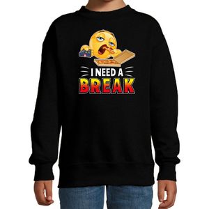 Funny emoticon sweater I need a break zwart voor kids - Feesttruien