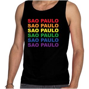 Regenboog Sao Paulo gay pride zwarte tanktop voor heren - Feestshirts