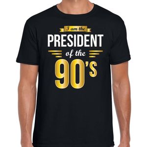 President of 90 s t-shirt zwart heren - Verkleed shirt jaren 90/ nineties feest - Feestshirts