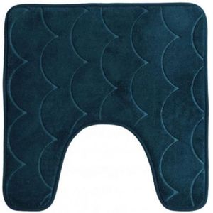 Urban Living Badkamerkleedje/wc badmat tapijt - memory foam - donkerblauw - 49 x 49 cm