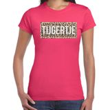 Tijgertje fun tekst t-shirt roze voor dames - Feestshirts