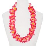 Feest hawaii slingers roze/oranje - Verkleedkransen