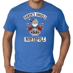 Grote maten fout Kerstshirt / outfit Santas angels Northpole blauw voor heren - kerst t-shirts