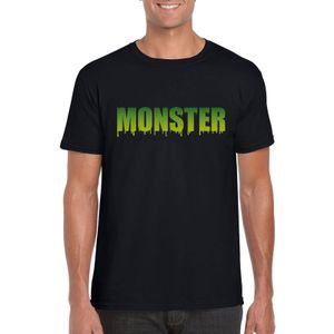 Halloween monster tekst t-shirt zwart heren - Carnavalskostuums