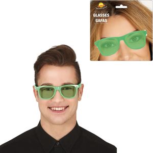 Carnaval/verkleed party bril - 2x - groen - volwassenen - Voor bij een verkleedkleding kostuum - Verkleedbrillen