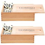 Domino spel dubbel/double 9 in houten doos 110x stenen - Kansspelen