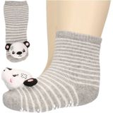 Lichtgrijze slofsokken baby met pandabeertje - sloffen - kinderen