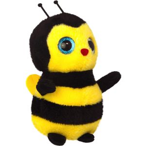 Bijen knuffel - geel zwart - pluche - 17 x 5 cm - Knuffel boederijdieren