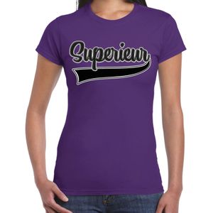 Verkleed T-shirt voor dames - superieur - paars - foute party - carnaval - Feestshirts
