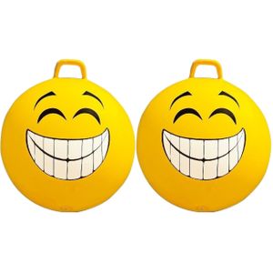 2x Stuks Gele Skippybal Smiley Voor Kinderen 65 cm - Buiten Speelgoed
