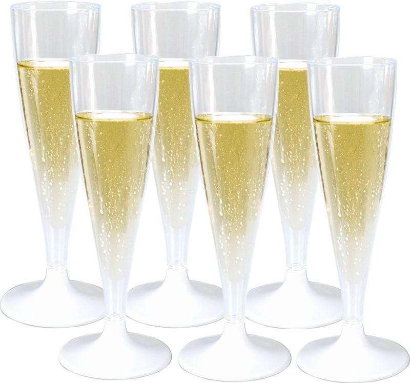 Goldplast champagneglas - 24x - met losse voet - 138ml  - transparant - Kunstof - Champagneglazen