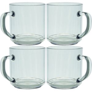 Set van 12x stuks onbreekbare kunststof camping theeglazen 330 ml - Koffie- en theeglazen