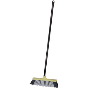 Brumag bezem voor binnen - bezemkop geel - breedte 35 cm - steel 130 cm - alle vloeren - Bezem