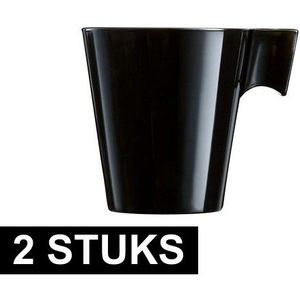 2x Zwarte cafe koffie/espresso Lungo bekers - Bekers