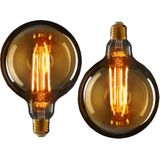 Anna's Collection - LED Retro Gloeilampjes - Oranje Glas - Sfeerlamp - 2x - 12 cm