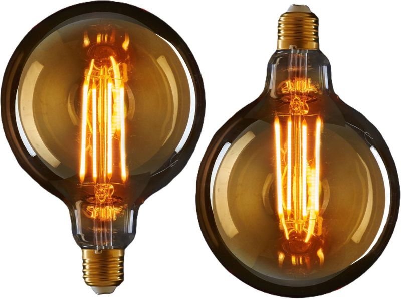 Anna's Collection - LED Retro Gloeilampjes - Oranje Glas - Sfeerlamp - 2x - 12 cm