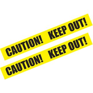 Markeerlint/afzetlint - 2x - Caution! Keep out! - 6m - geel/zwart - kunststof - Markeerlinten