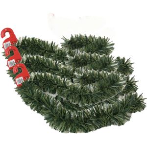 3x stuks kerstboom folie slingers/lametta guirlandes van 180 x 12 cm in de kleur glitter groen - Feestslingers