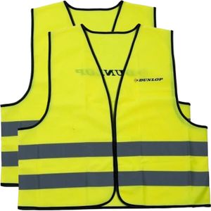 Dunlop Veiligheidsvest - 2x - geel - reflecterend - voor volwassenen - one size model - Veiligheidshesje