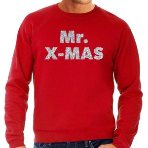 Rode foute kersttrui / sweater Mr. x-mas met zilveren letters voor heren - kerst truien
