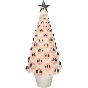 Complete mini kunst kerstboom / kunstboom zalmroze met lichtjes 50 cm - Kunstkerstboom