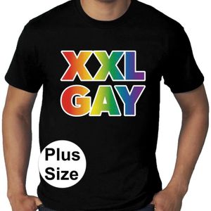 Grote maten XXL Gay regenboog gay pride t-shirt zwart heren - Feestshirts