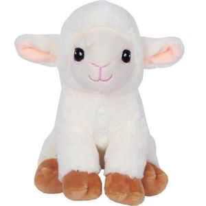 Knuffeldier Lammetje/schaap Lisa - zachte pluche stof - dieren knuffels - wit - 23 cm - Knuffel huisdieren