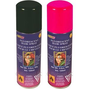 Haarverf/haarspray - 2x - roze/zwart - spuitbus - 125 ml - Carnaval/halloween - Verkleedhaarkleuring