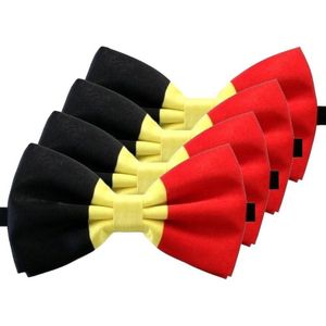 4x Carnaval/feest vlinderstrik/vlinderdas zwart/geel/rood 12 cm verkleedaccessoire voor volwassenen - Verkleedstrikjes