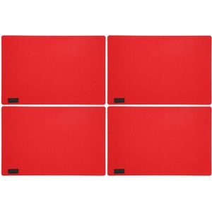 Placemats/onderleggers voor op tafel - 12x stuks - rood - 30 x 45 cm - met ronde hoeken - Placemats