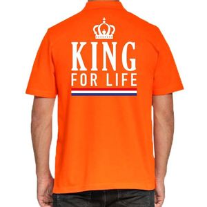 Koningsdag poloshirt King for life oranje voor heren - Feestshirts