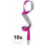 10x sleutelkoord roze met grijs 50x2 cm - Keycords