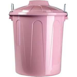 Kunststof afvalemmers/vuilnisemmers lichtroze 21 liter met deksel - Vuilnisbakken/prullenbakken - Kantoor/keuken